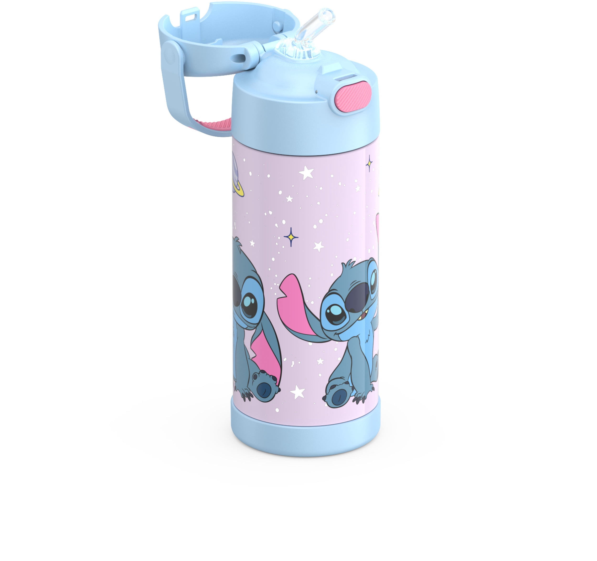 Thermos Kids Stainless Steel Funtainer Water Bottle with Straw, Dishwasher Safe, Leak Proof, Stitch, 14 Fluid Ounces