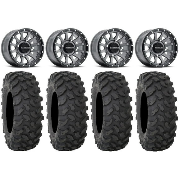 Raceline Trophy 14" Grey Wheels 32" XTR370 Tires Can-Am Maverick X3 / Honda Pioneer 1000 / Talon