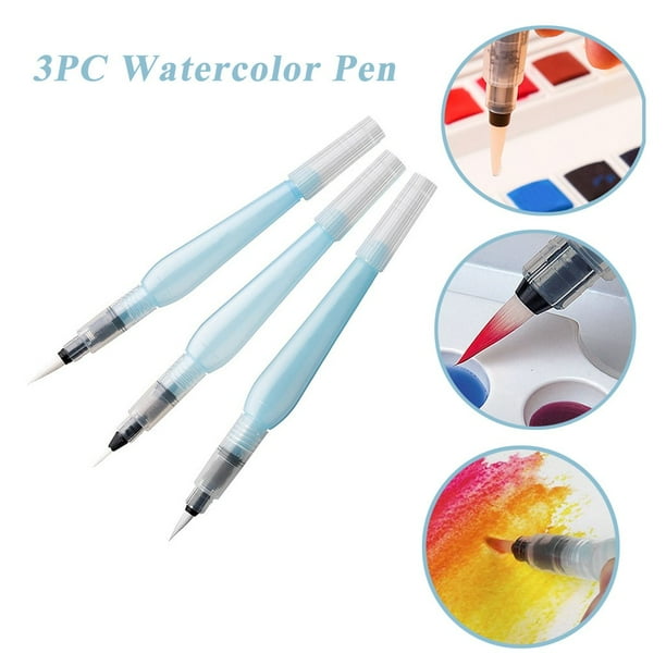 Xihbxyly Juego de Pinceles de Acuarela, Diseño de Pincel de Agua Recargable, Cerdas Suaves para Mayor Precisión, Portátiles y Compactos, Ideales para Pintura y Caligrafía, 15 Cm de Largo, Juego de 3