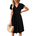 thumbnail image 6 of Maskion Women's Summer Ruffle Short Sleeve V-Neck Floral Short Party Dress with Pockets,M Black, 6 of 6