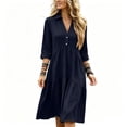 thumbnail image 2 of Levmjia Women's Dress V Neck Button Down Midi Dress 3/4 Sleeve Tiered Babydoll Dress Casual Loose Fit Summer Dresses with Pockets, 2 of 6