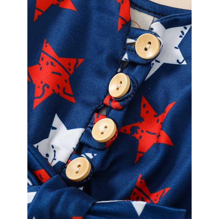 4th Of July Baby Overalls - Stars Stripes Sleeveless Jumpsuit For Toddlers