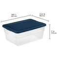 thumbnail image 3 of Sterilite Stackable 16 Qt Storage Tote, Clear, Blue Lid, (24 Pack), 3 of 8