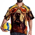 thumbnail image 4 of Retro Dog Men's Short Sleeve Spread Collar Button Down Beach Print Casual Shirts, 4 of 6