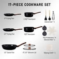 thumbnail image 4 of 17-Piece Aluminum Cookware Set, Black Non-Stick Pots and Pans Set with Assembled Handles - 5 Pots & 2 Lids, Compatible with Induction, Gas, Electric Stoves, Perfect for Home Kitchen Use​, 4 of 10