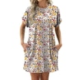 thumbnail image 3 of Women'S Summer Dresses Short Sleeve Cute Spring Mini Dress Crewneck Casual Beach Vacation Dresses Yellow Flower S, 3 of 10