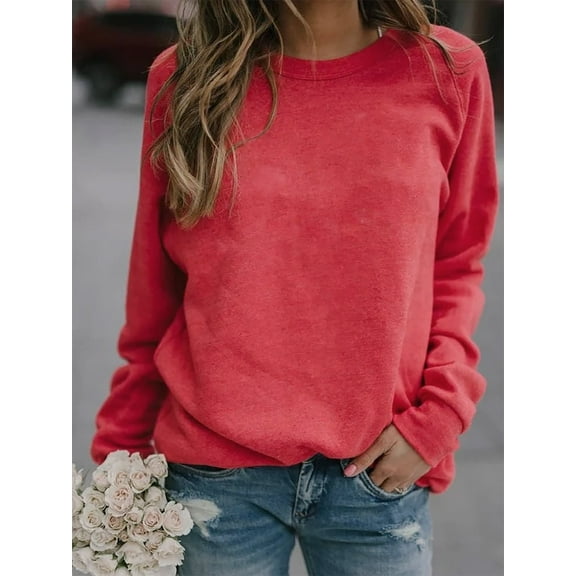 Women's Fashion Long Sleeve Tops Round Neck T-shirt