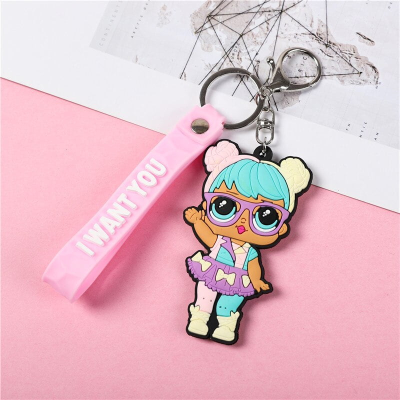 New lol surprise doll cartoon PVC soft rubber lanyard keychain car