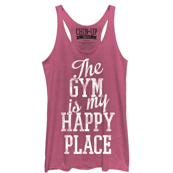Women's CHIN UP Happy Place Racerback Tank Top Pink Heather X Large