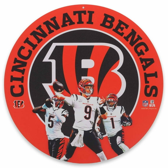Cincinnati Bengals Team Stars 11" Round Metal Sign