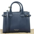 thumbnail image 2 of Pre-Owned Burberry Banner Small House Check Leather Tote Bag Navy Blue, 2 of 12