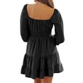 thumbnail image 4 of Square Neckline Women Solid Color 3/4 Sleeve Elastic Mini Dress, 4 of 5