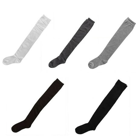 

Taluosi Solid Color Girls Long Cotton Stockings Women Thigh High Over The Knee Socks