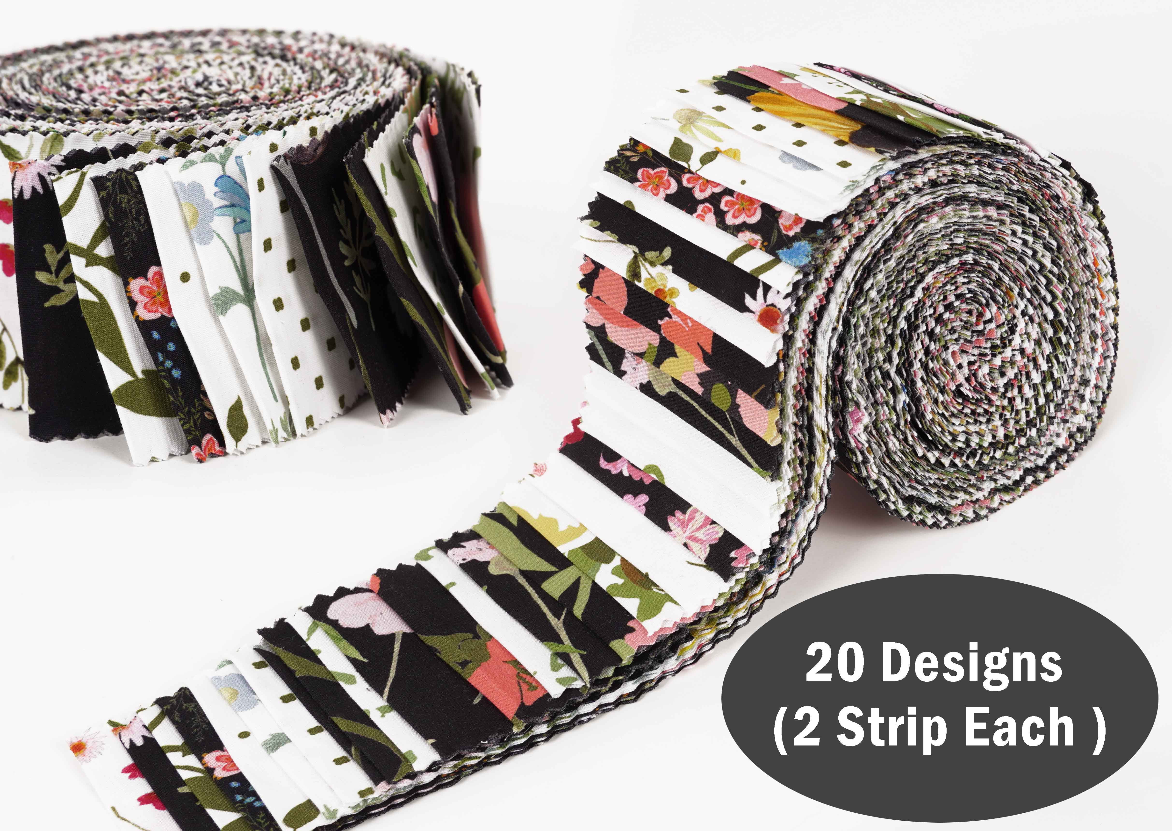 Soimoi 40Pcs Floral Print Cotton Precut Fabrics For Quilting Craft Strips 2.5x42inches Jelly Roll - Multicolor