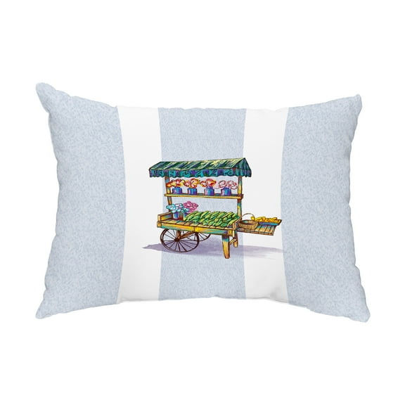 Simply Daisy, 14" x 20" Veggie Cart Light Blue Abstract Decorative Outdoor Pillow