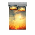 thumbnail image 2 of Abstract Bedding Set with Sheet & Covers, Sunrise Sunbeams with Clear Sky Horizon Vector Image in Pixels Mosaic Artwork, Printed Bedroom Decor 2 Shams, 4 Sizes, Multicolor, by Ambesonne, 2 of 3