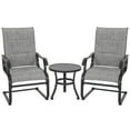 thumbnail image 6 of Nuu Garden 3 Pieces Outdoor Bistro Set Textilene Chairs with Iron Side Table for Pool Beach Backyard Balcony Porch Deck Garden, Light Gray and Black, 6 of 10