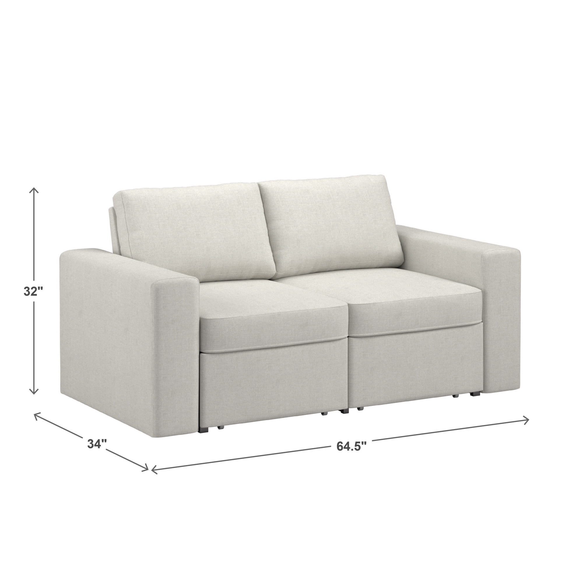 Weston Home Glen Park Upholstered Loveseat with 2 Hidden Metal Wire Storage Drawers, Ivory