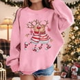 thumbnail image 2 of Fiaer Christmas Sweatshirts Women Reindeer Funny Graphic Pullover Plus Size Long Sleeve No Hooded Hoodies Crew Neck Loose Fit Trendy Tops Pink 140, 2 of 5