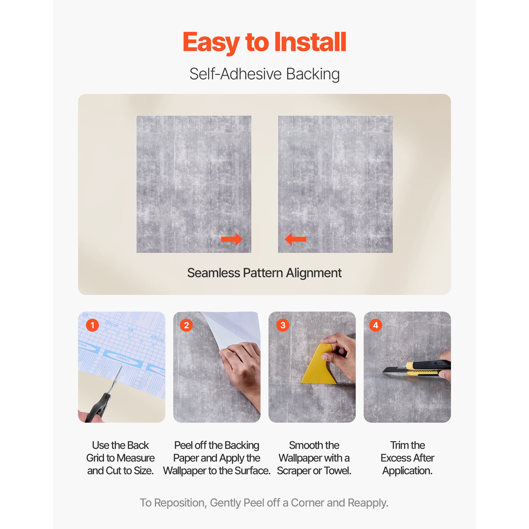 KFFKFF Peel and Stick Wallpaper, 15.7 x 590.5 inch Contact Paper, Waterproof Self-Adhesive Vinyl Roll for Easy Cleaning and Decoration in Bedrooms, Kitchens, Bathrooms, and Offices