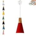 thumbnail image 1 of FSLiving Remote Control Pendant Light 1-Light J-Type Track Pendant Lamps Scandinavian Style Pendant Lights for Kitchen Hanging Lamp Modern Wood and Aluminium Light Customizable - Red, 1 of 7