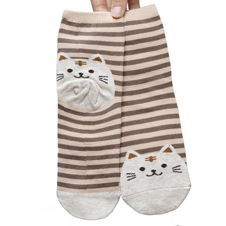 

Pxiakgy socks for women 3D Animals Striped Cartoon Socks Women Cat Footprints Cotton Socks Floor BW Brown + One size