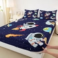 thumbnail image 3 of Homewish cute Cartoon Astronaut Queen Sheet Set (4-Piece) Galaxy Planet Starry Sky Decor For Boys, 3 of 7