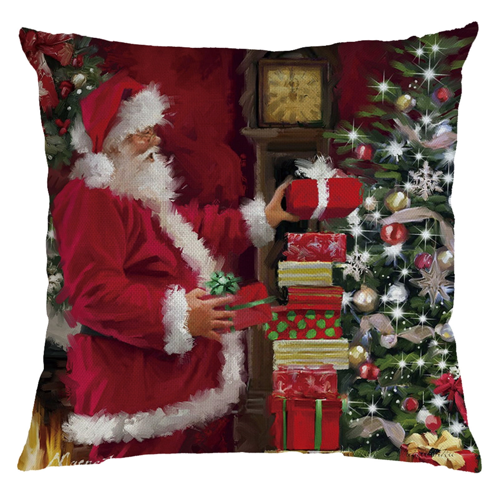 Christmas Santa Claus Pillow Throw Case Sofa Waist Cushion Cover Home Decor Gift