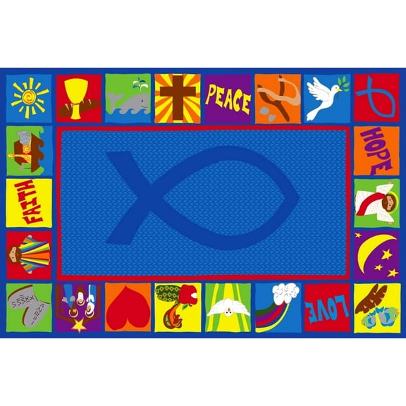 KidCarpet.com Bible Squares Christian School Rug 4'x6' Rectangle