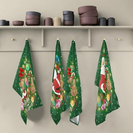 

SKYSONIC Santa Claus Kitchen Dish Towel Set Drying Kitchen Towels Tea Towels 1Pcs