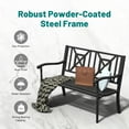 thumbnail image 3 of JMGJOY Metal Outdoor Bench, Weatherproof Garden Bench with Square Pattern Backrest and Armrests, for Patio, Porch, Park, Lawn, 3 of 10