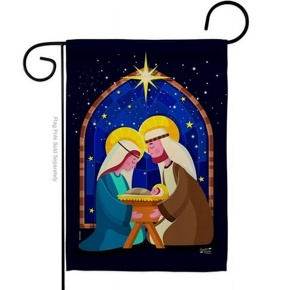 G135358-BO 13 x 18.5 in. Birth of Jesus Garden Flag with Winter Nativity Double-Sided Decorative Vertical Flags House Decoration Banner Yard Gift