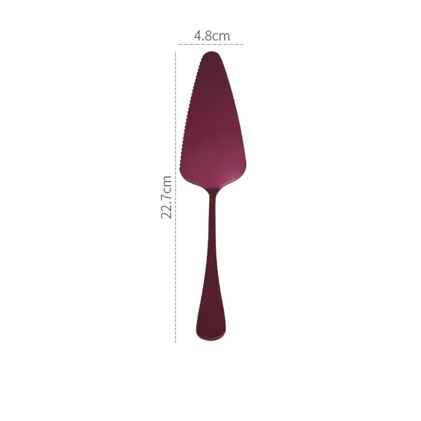 Espátula para pastel de acero inoxidable de 2 piezas, cuchillo para pastel de cumplea?os, espátula triangular con dientes, espátula para pizza, utensilios para hornear, azul y morado ZefeiWu 8390614001589