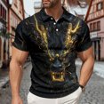 thumbnail image 4 of adaychics Button Up T Shirt Men Dragon Print Short Sleeve Graphic Tee Shirts Casual Summer Tops for Vacation Travel, 4 of 7