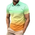 thumbnail image 2 of S-4X Plus Size Mens Big & Tall Golf Shirts Short Sleeve T-Shirts Button Collared Casual Pullover Gradient Printed Athletic Workout Tees Tops, 2 of 6
