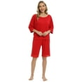 thumbnail image 5 of Xmarks Women's 3/4 Sleeve Lounge Sets O Neck Top and Shorts 2 Piece Pajama Set Red US 6, 5 of 6