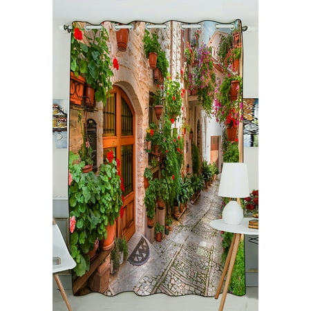 Phfzk European Cityscape Window Curtain, Beautiful Italian Street In Small Provincial Town Window Curtain Blackout Curtain For Bedroom Living Room Kitchen Room 52X84 Inches One (The Blackout The Best In Town)