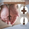 thumbnail image 4 of Vintage Wooden Cross Car Rearview Mirror Pendant, Adjustable Braided Cord Hanging Ornament, interior Auto decor Accessory, Dual-Use Cross Necklace for Vehicle Cab & Daily Wear, 4 of 5