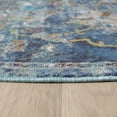thumbnail image 3 of Ox Bay Ada 7'6" Round Navy Blue Floral Durable Indoor Area Rug, 3 of 8