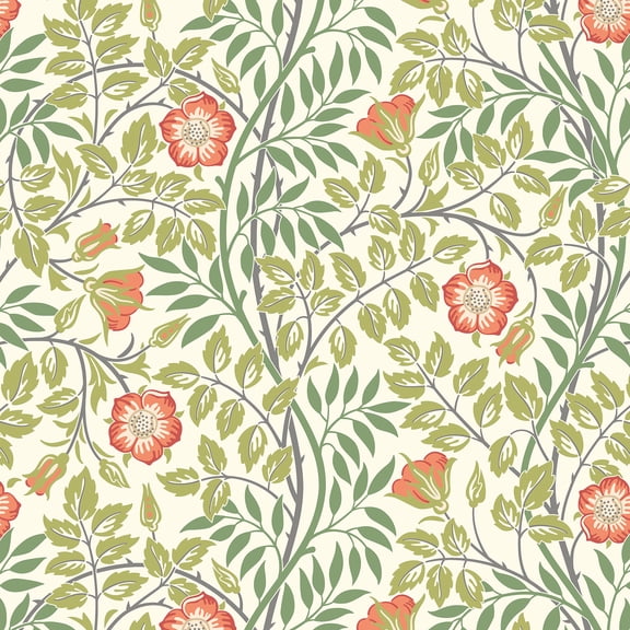 Hoopla Walls Rosehip Trail Coral Pink Peel and Stick Wallpaper