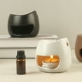thumbnail image 2 of Warmself Ceramic Essential Oil Burner Tealight Candle Holder Decorative Aroma Diffuser Black Open Small, 2 of 5