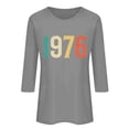 thumbnail image 2 of Uootdi Hauts pour Femmes Manches 3/4 Col Ras du Cou 1976 Imprimé Arc-en-Ciel Rétro Coupe Décontractée T-Shirts Nostalgiques pour Escapade d'Été Cadeau, 2 of 4