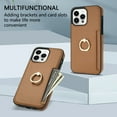 thumbnail image 4 of TECH CIRCLE For iPhone 14 Pro Case,PU Leather Slim Card Slots Case 360°Rotatable Ring Kickstand Shockproof Protective Women Men Case for Apple iPhone 14 Pro 6.1" 2022,Brown, 4 of 7