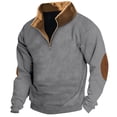 thumbnail image 2 of Men's Solid Color Vintage High Neck Half Zip Henley Sweatshirt, Long Sleeve Sports Pullover for Retro Style,Gray,4XL, 2 of 4