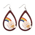 thumbnail image 2 of QIPOPIQ Clearance Earrings Easter Water Drops Rabbit Earrings Popular Fashion Personalized Wood Print Earrings Gifts for Her, 2 of 4
