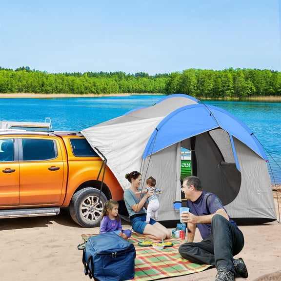 Demi Bonn 2000mm Waterproof 5-6 Person SUV Car Tent, Equipped with 3 Doors & Mesh Window for Camping Travel, Gray