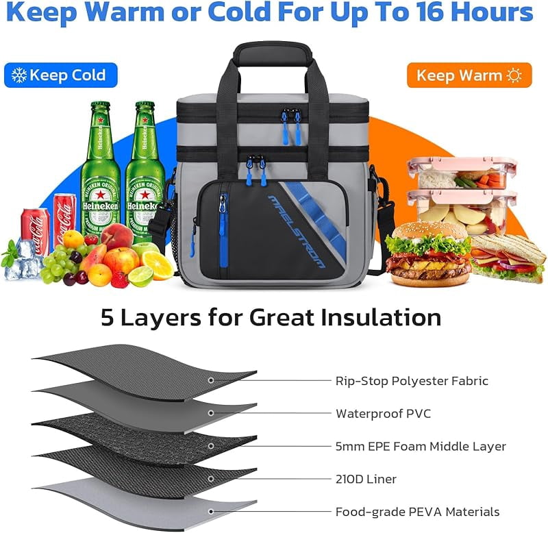 Maelstrom Lunch Box, 20L Insulated Lunch Bag for Men Women, Expandable Double Deck Leakproof Cooler Bag