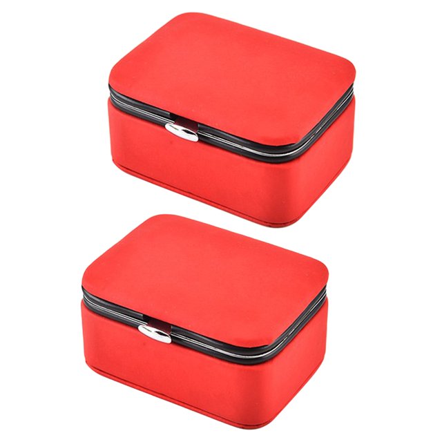Caja De Almacenamiento Sunnimix 2pcs PU Cuero Joyero Rojo Soporte de colección de joyas