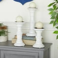 thumbnail image 2 of DecMode 3 Candle White Mango Wood Turned Style Pillar Candle Holder, Set of 3, 2 of 10