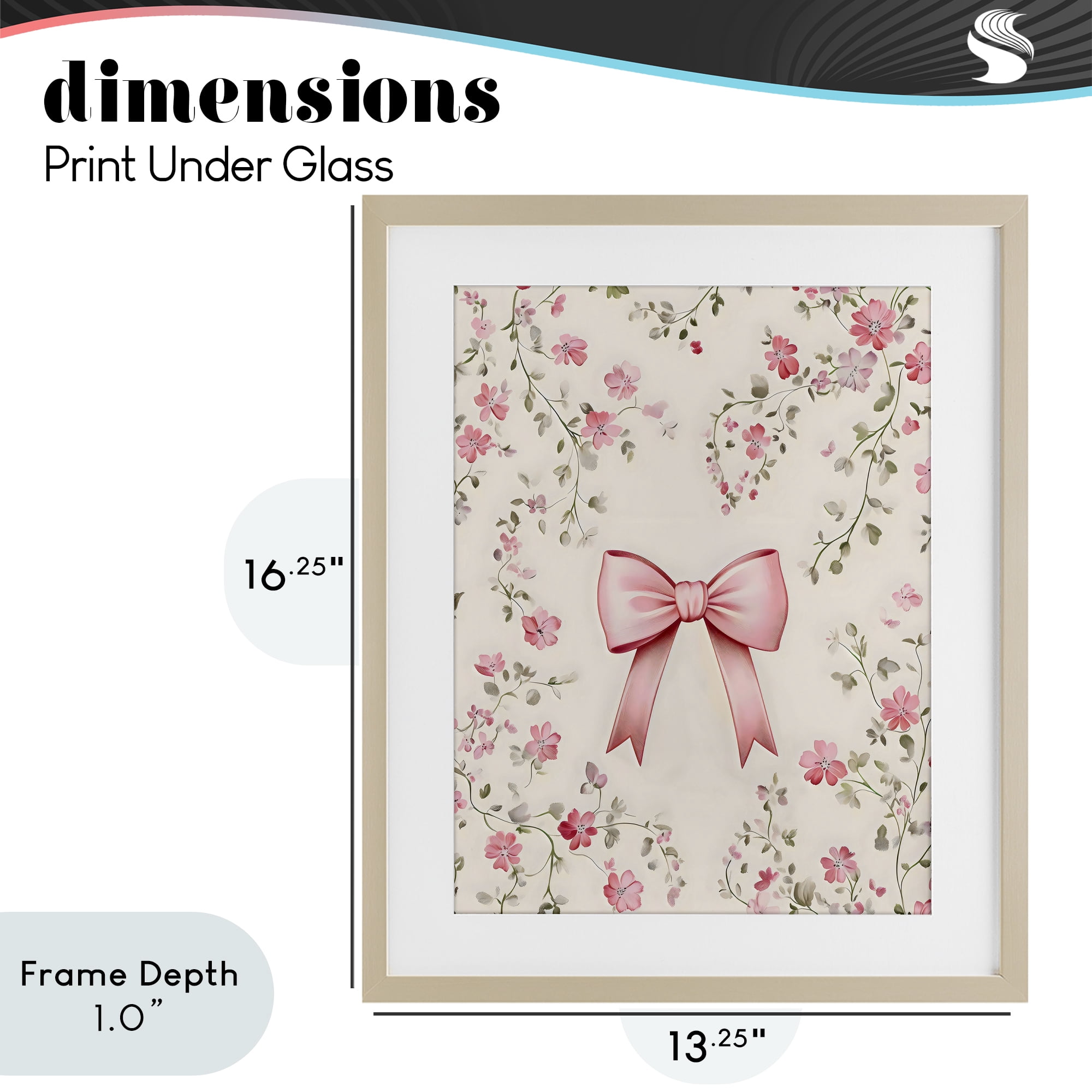Stupell Industries Girly Ribbon Bow Birch Framed Print Under Glass, design by Arlington Prints
